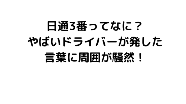 日通3番ってなに？やばいドライバーが発した言葉に周囲が騒然！