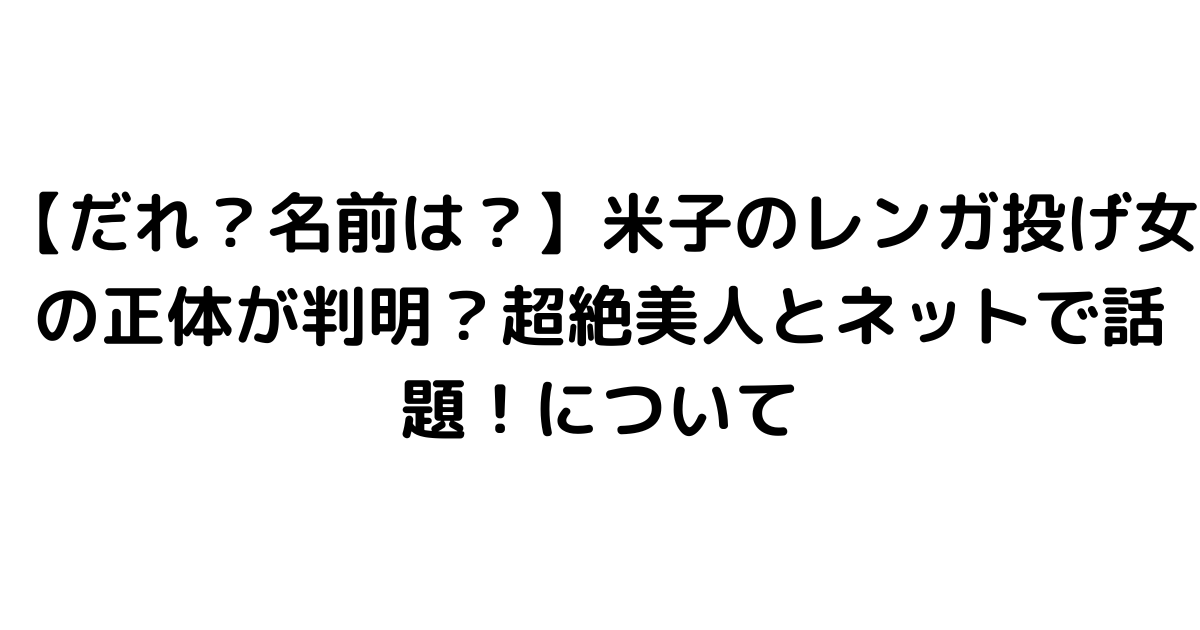 【だれ？名前は？】米子のレンガ投げ女の正体が判明？超絶美人とネットで話題！について