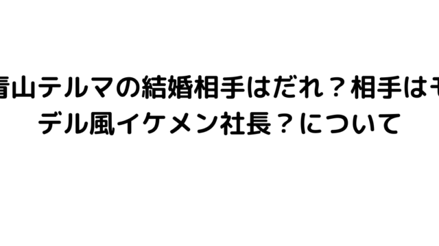 青山テルマの結婚相手はだれ？相手はモデル風イケメン社長？について