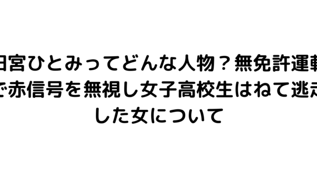 田宮ひとみってどんな人物？無免許運転で赤信号を無視し女子高校生はねて逃走した女について