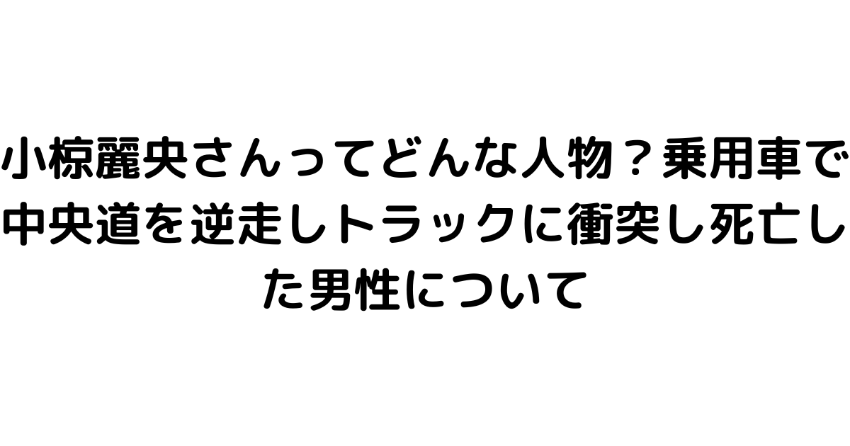 小椋麗央さんってどんな人物？乗用車で中央道を逆走しトラックに衝突し死亡した男性について