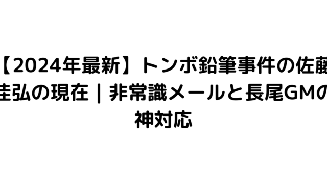 【2024年最新】トンボ鉛筆事件の佐藤佳弘の現在｜非常識メールと長尾GMの神対応