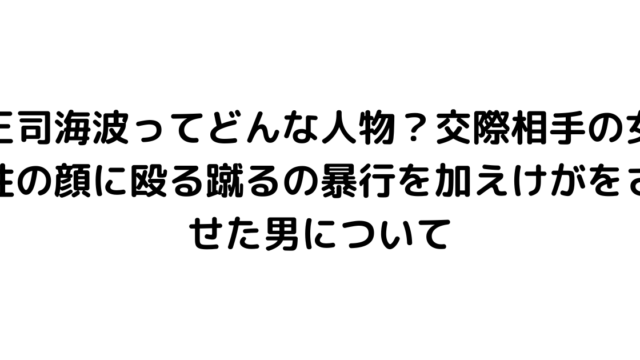 正司海波ってどんな人物？交際相手の女性の顔に殴る蹴るの暴行を加えけがをさせた男について