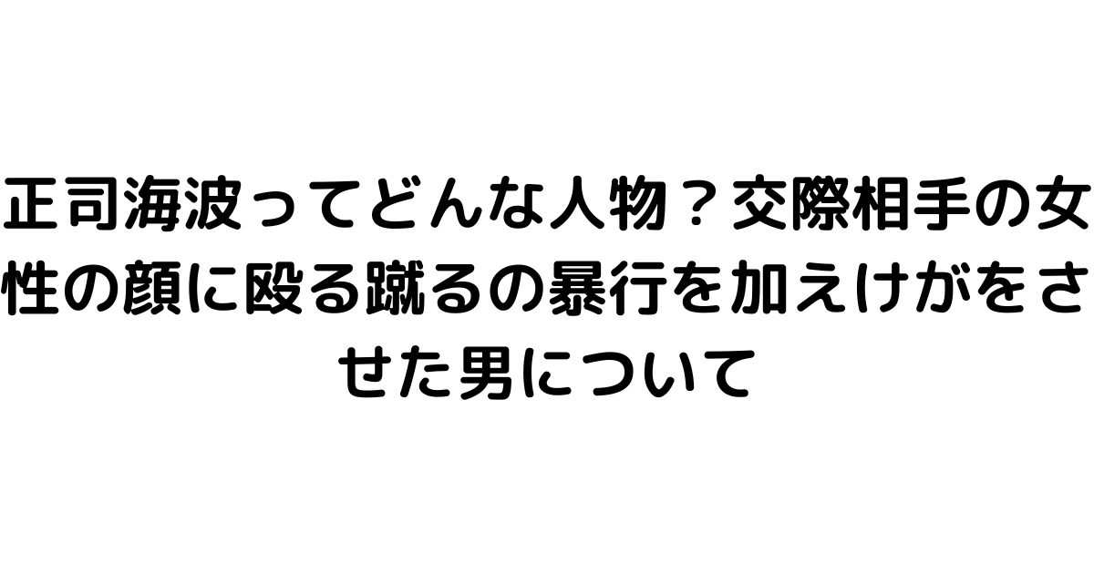 正司海波ってどんな人物？交際相手の女性の顔に殴る蹴るの暴行を加えけがをさせた男について