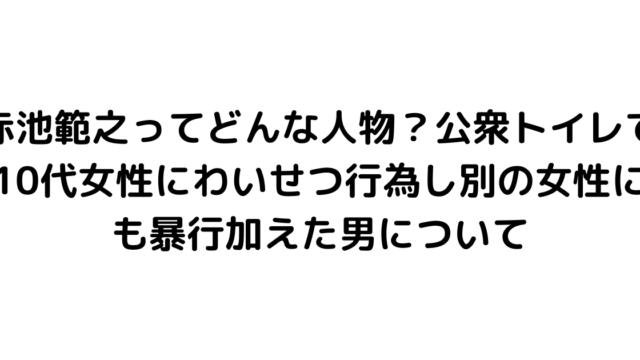 赤池範之ってどんな人物？公衆トイレで10代女性にわいせつ行為し別の女性にも暴行加えた男について