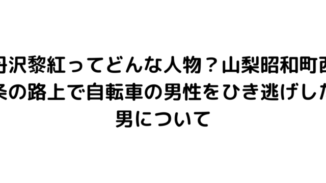 丹沢黎紅ってどんな人物？山梨昭和町西条の路上で自転車の男性をひき逃げした男について