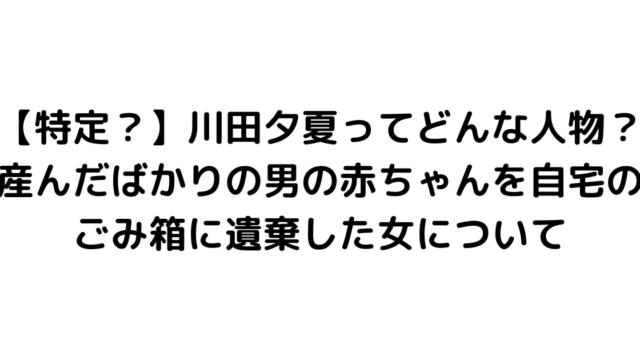 【特定？】川田夕夏ってどんな人物？産んだばかりの男の赤ちゃんを自宅のごみ箱に遺棄した女について