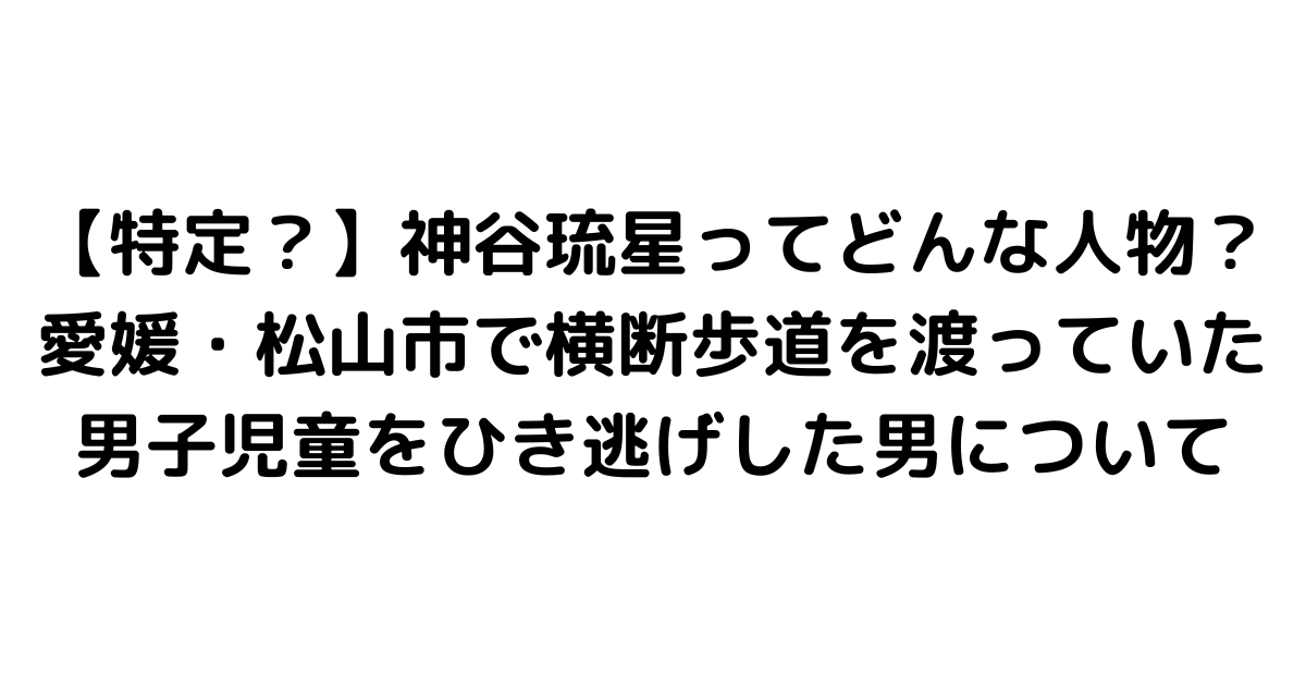 【特定？】神谷琉星ってどんな人物？愛媛・松山市で横断歩道を渡っていた男子児童をひき逃げした男について