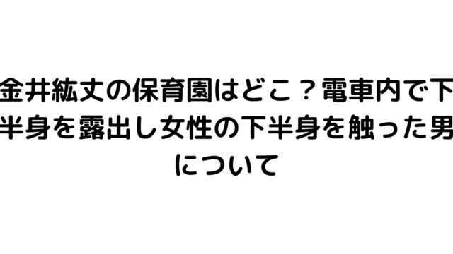 金井紘丈の保育園はどこ？電車内で下半身を露出し女性の下半身を触った男について