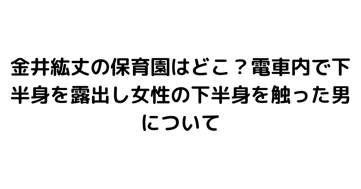 金井紘丈の保育園はどこ？電車内で下半身を露出し女性の下半身を触った男について